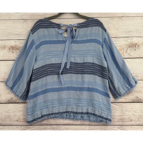 Lot of 2 Cloth & Stone Blouses Womens Small Blue Pink Button Down Tie Back - Picture 3 of 16